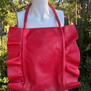 Red Leather Tote Bag